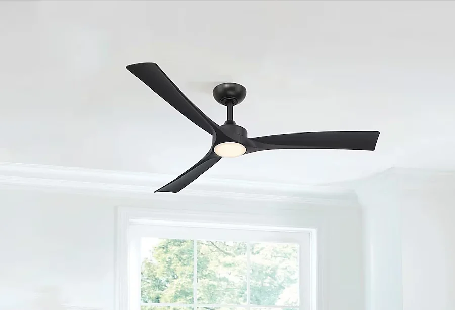 Harbor Breeze Calavar 52-in Matte black Color-changing Integrated LED Indoor/Outdoor Ceiling Fan with Light and Remote (3-Blade)